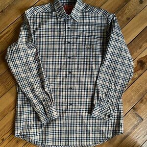 R.M. Williams Tan, Brown and Blue Checked Button-Down Shirt
